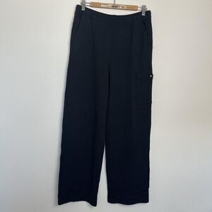 St John Pants Womens Medium Black Knit Cargo Straight‎ Leg Elastic Waist Pull On